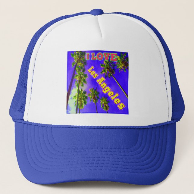 Boné "Palm Sky: EU AMO Los Angeles 1" Chapéu (Frente)