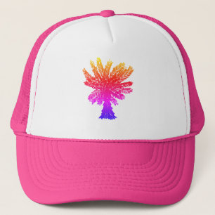 Boné Palm Tree Colorida Rainbow Rosa Girly Trucker Hat