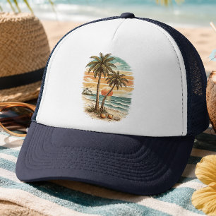 Boné Palmeira - Estilo Retrô Sol de Verão Praia Tropica