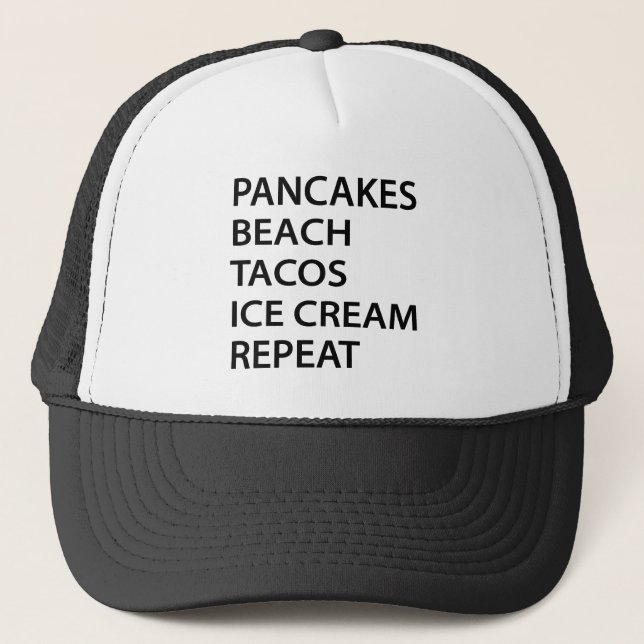 Boné Pancakes Beach Tacos Ice Cream Repeat (Frente)
