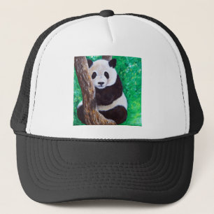 Boné Panda em pintura em árvore