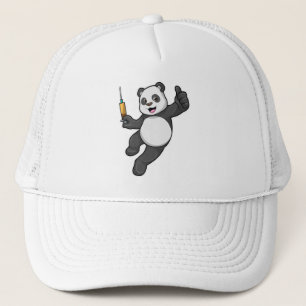 Boné Panda na Vacinação com Seringa