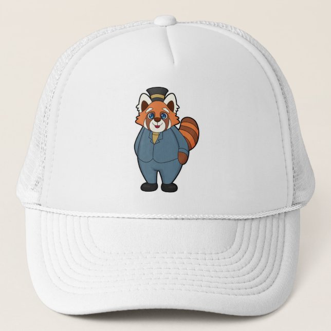 Boné Panda Vermelho como Noivo com Chapéu (Frente)