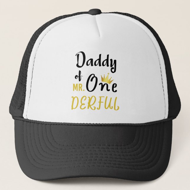 Boné Papai do MR Onederful Camiseta engraçada de 1º ani (Frente)