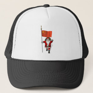 Boné Papai Noel Com Bandeira Da China