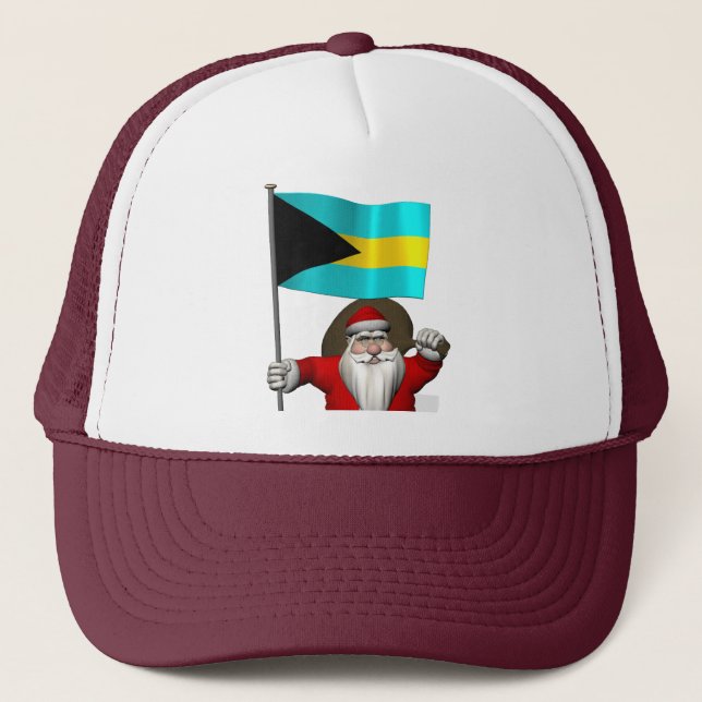 Boné Papai Noel Com Bandeira Das Bahamas (Frente)