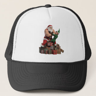 Boné Papai Noel Musculoso Lutando Braço de Ferro com um