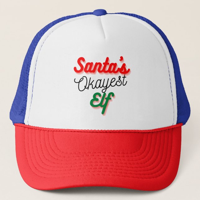Boné Papai noel Okayest Elf | Natal engraçado (Frente)
