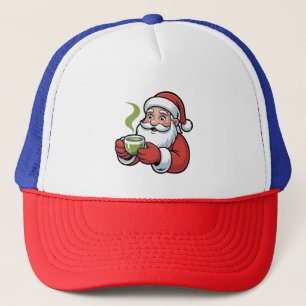 Boné Papai Noel segurando um Natal para Beber Matcha