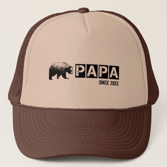 Boné Papai Urso Grunge Desde Ano, Preto (Frente)