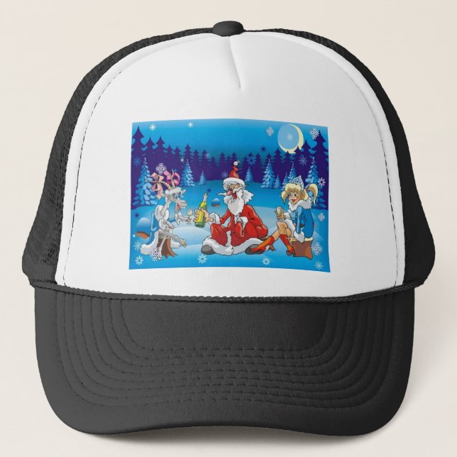 Boné Papais noeis de bebados de Natal feio (Frente)