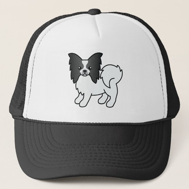 Boné Papillon Preto E Branco Cachorro De Desenho Animad (Frente)