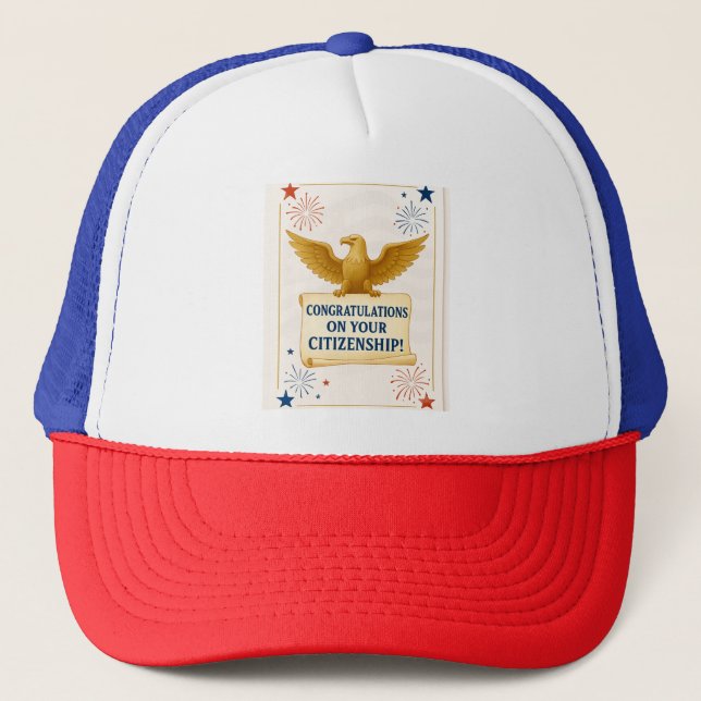 Boné Parabéns Elegantes de Cidadania dos EUA (Frente)