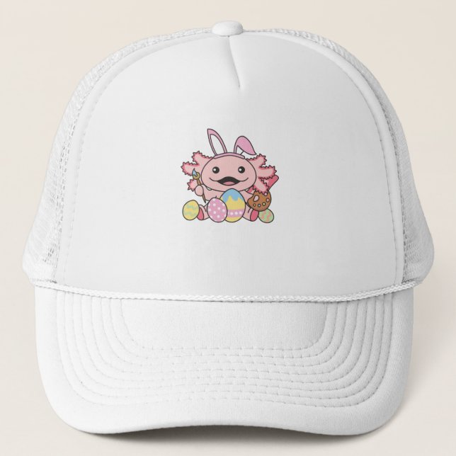 Boné Páscoa Axolotl Cuta Com Ovos De Páscoa Como Páscoa (Frente)