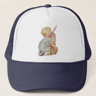 Boné Páscoa Vintage, Menino Bonito com Coelho