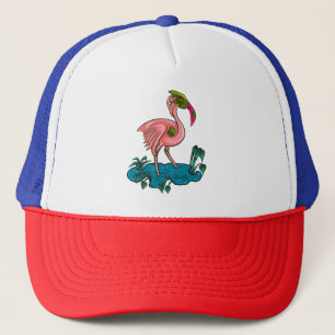 Boné Pássaro Mecânico, Robô Flamingo Mecha Rosa