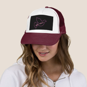 Boné Passaro Rosa voa com Adicionar próprio Texto-Tampa