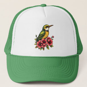 Boné Pássaro verde e amarelo