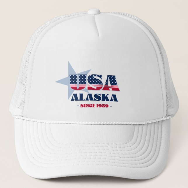 Boné Patriotic Alaska Typografia Trucker Hat (Frente)