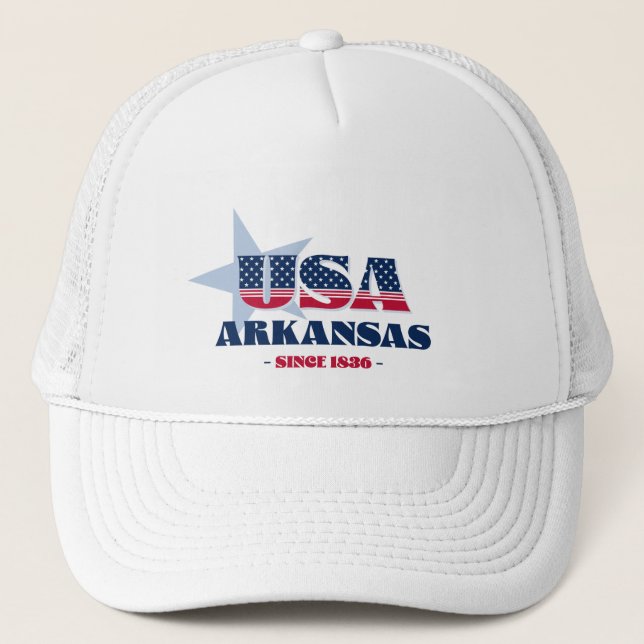 Boné Patriotic Arkansas Typografia Trucker Hat (Frente)
