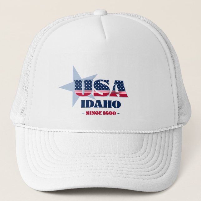Boné Patriotic Idaho Typografia Trucker Hat (Frente)
