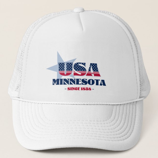 Boné Patriotic Minnesota Typografia Trucker Hat (Frente)