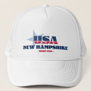 Boné Patriotic New Hampshire Typografia Trucker Hat