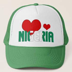 Boné Patriótico dos Corações de Bandeiras da Nigéria Ad