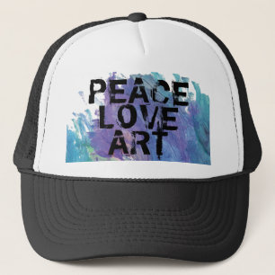 Boné PEACE LOVE ART type + fundo de pintura