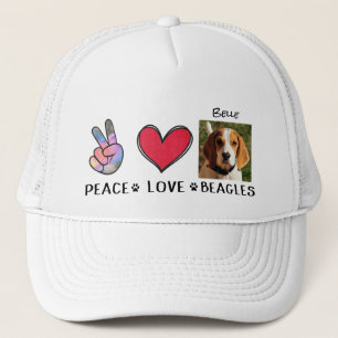 Boné Peace Love Beagle Dog Aloja Hélice De Caminhão