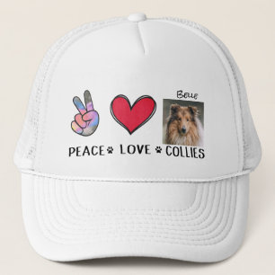 Boné Peace Love Collies Dog Aloja Hélice de Caminhonei