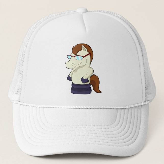 Boné Peça de xadrez Cavalo como Cavalo com Óculos Solar (Frente)