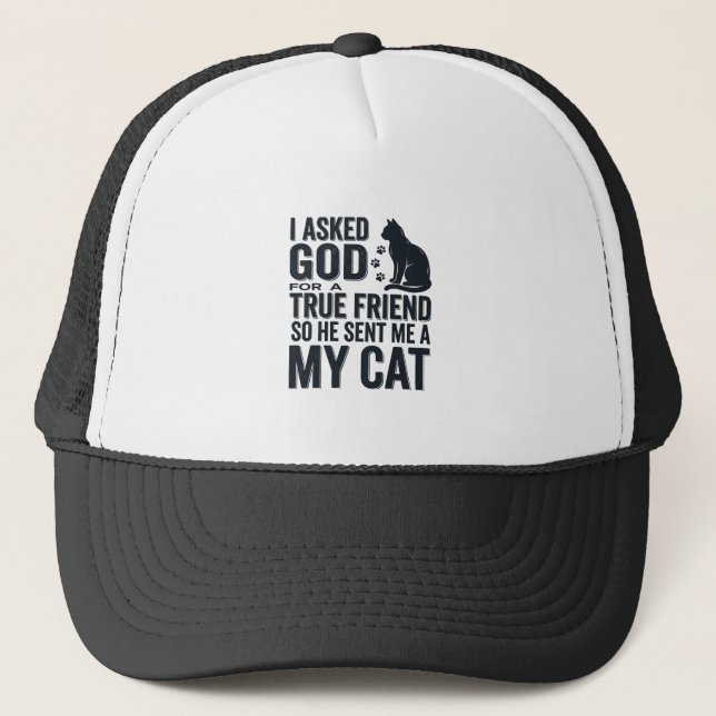 Boné Pedi a Deus um Amigo Verdadeiro Meu Gato Design Vi (Frente)