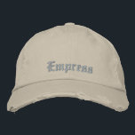 Boné Pedra russa roxa de cartola de pressão cega<br><div class="desc">Imperatriz de cartões Taror,  Threads Distritais,  Boné personalizado Chino Twill Baseball,  cor de pedra com bordado roxo. Uma ideia de presente de aniversário espiritual.</div>