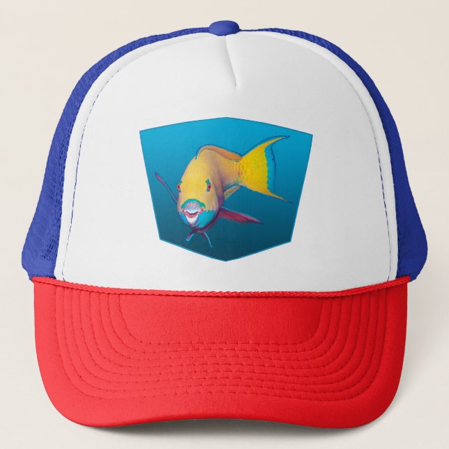 Boné Peixe papagaio - gradiente de fundo azul |  (Frente)