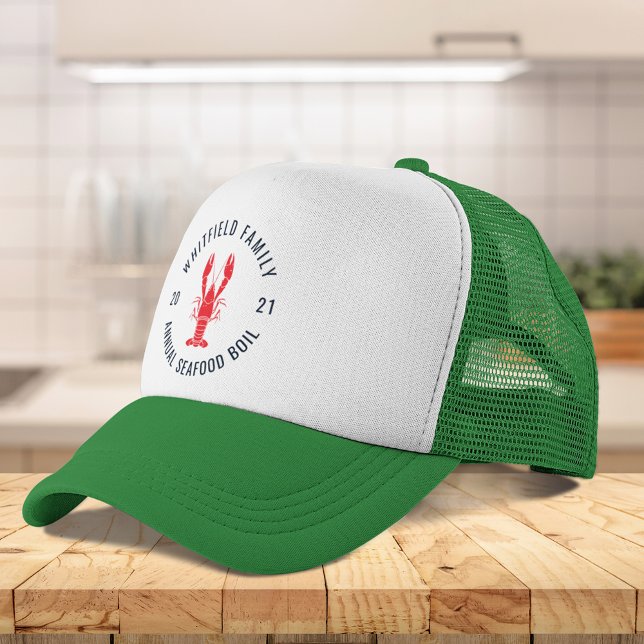 Boné Peixe-Rastreio Personalizado Da Família Coincrusta (Seafood Boil Custom Matching Family Crawfish Trucker Hat)