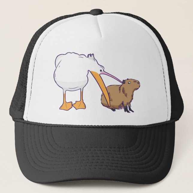 Boné Pelican tenta comer Capybara Funny Cute Kawaii (Frente)