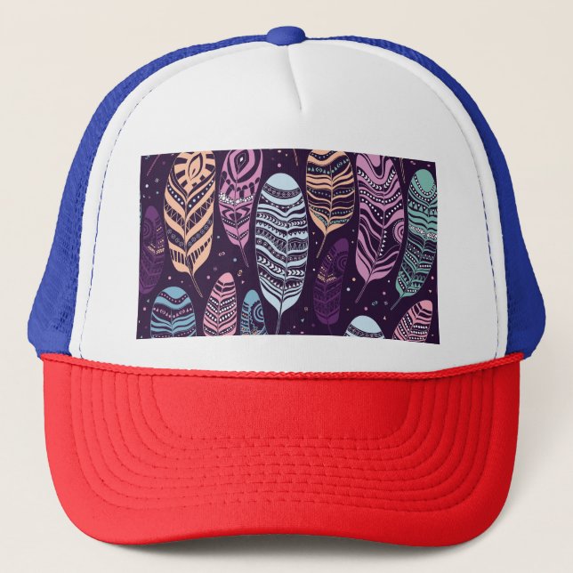 Boné Penas étnicas: padrão preto e branco (Frente)