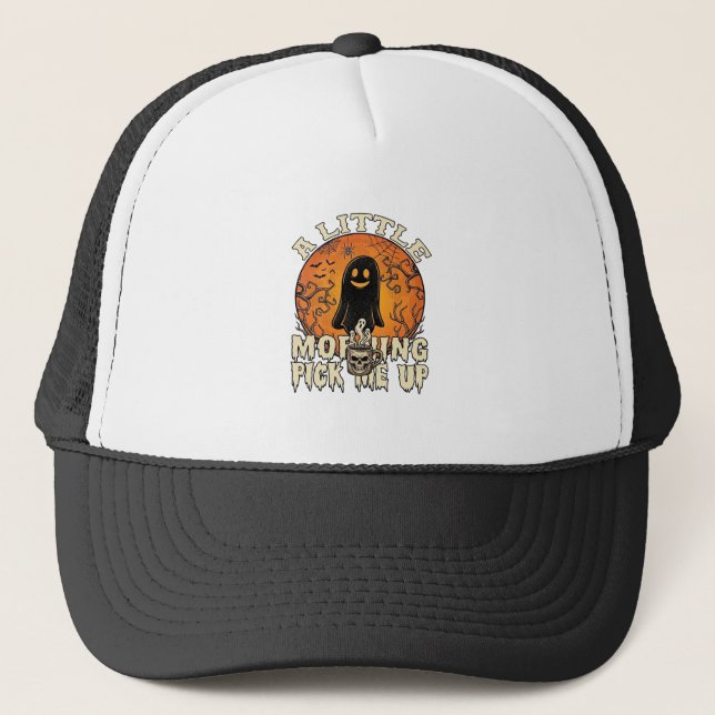 Boné Pequeno Fantasma de Halloween do Crânio Me Acorda  (Frente)
