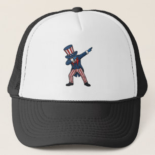 Boné Personagem Patriótico Dabbing Design Vetorial Vint