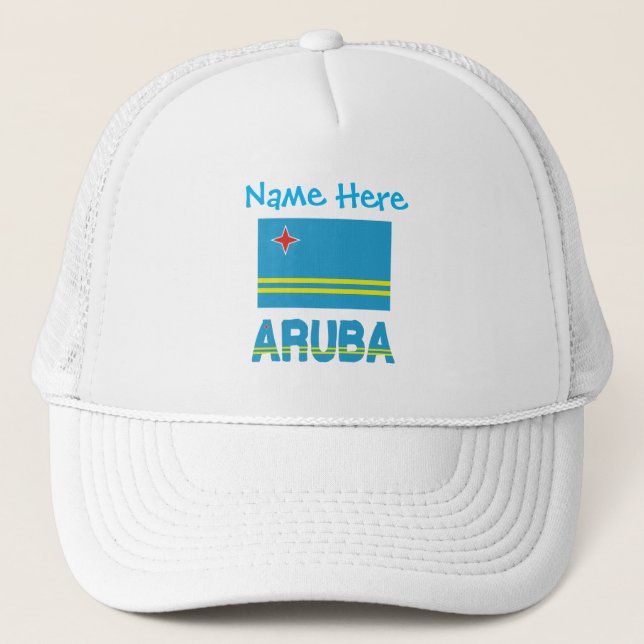 Boné Personalização Azul da Bandeira de Aruba  (Frente)