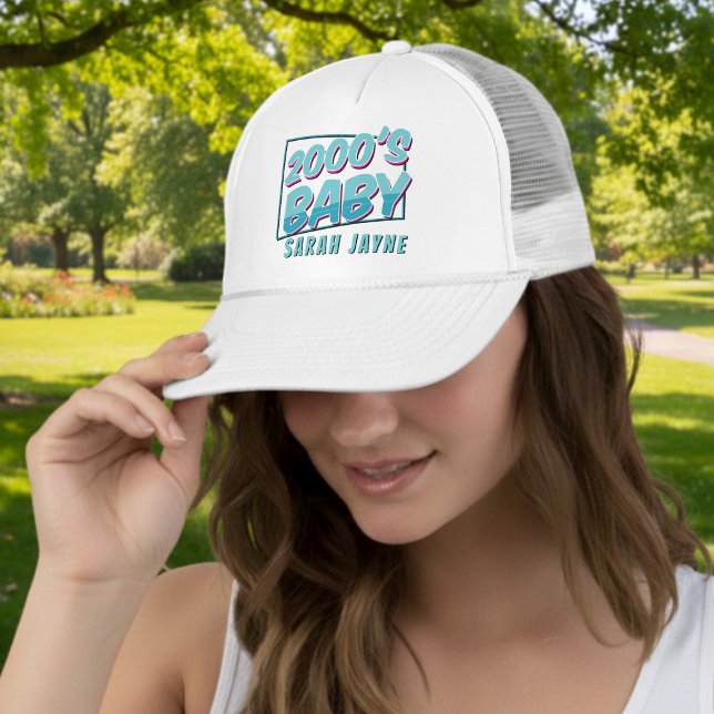 Boné Personalizado de Caminhoneiro Bebê Retro Anos (2000's Baby? Here's your trucker hat. Add your name!)