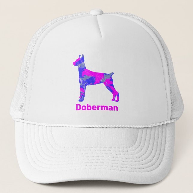 Boné Personalizado De Silhueta Rosa-Rosa-Corte Doberman (Frente)