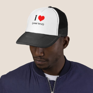 Boné PERSONALIZADO! I Heart Trucker Hat - Branco e Pret