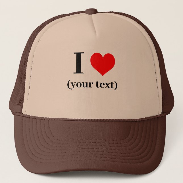 Boné PERSONALIZADO! I Heart Trucker Hat - Tan and Brown (Frente)
