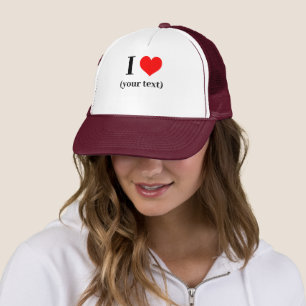 Boné Personalizado! I Heart Trucker Hat - White e Maroo
