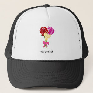 Boné personalizar buquê de flores
