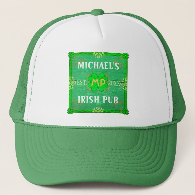 Boné Personalizável Seu Nome Irish Pub Green (Frente)