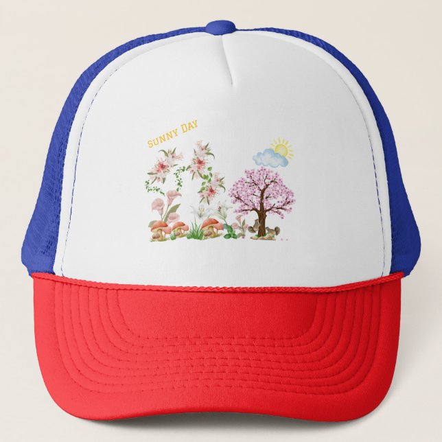 Boné Personalize Sunny Lillies Squirrels Brincando (Frente)