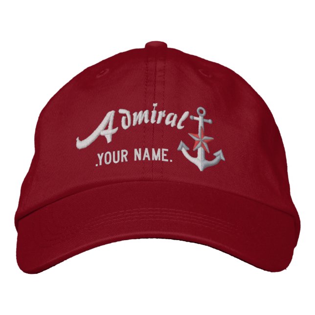 Boné Personalized Admiral Nautical Anchor Name White (Frente)